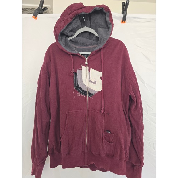 Burton Snowboards Other - Burton Snowboards Mens Burgundy Thermal Fleece Lined Zip Hoodie Medium